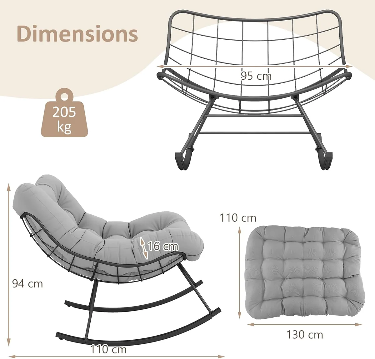 Scaun Balansoar Premium cu Pernă „Cloud Comfort” – Design Ergonomic și Confort Superior, imagine 5