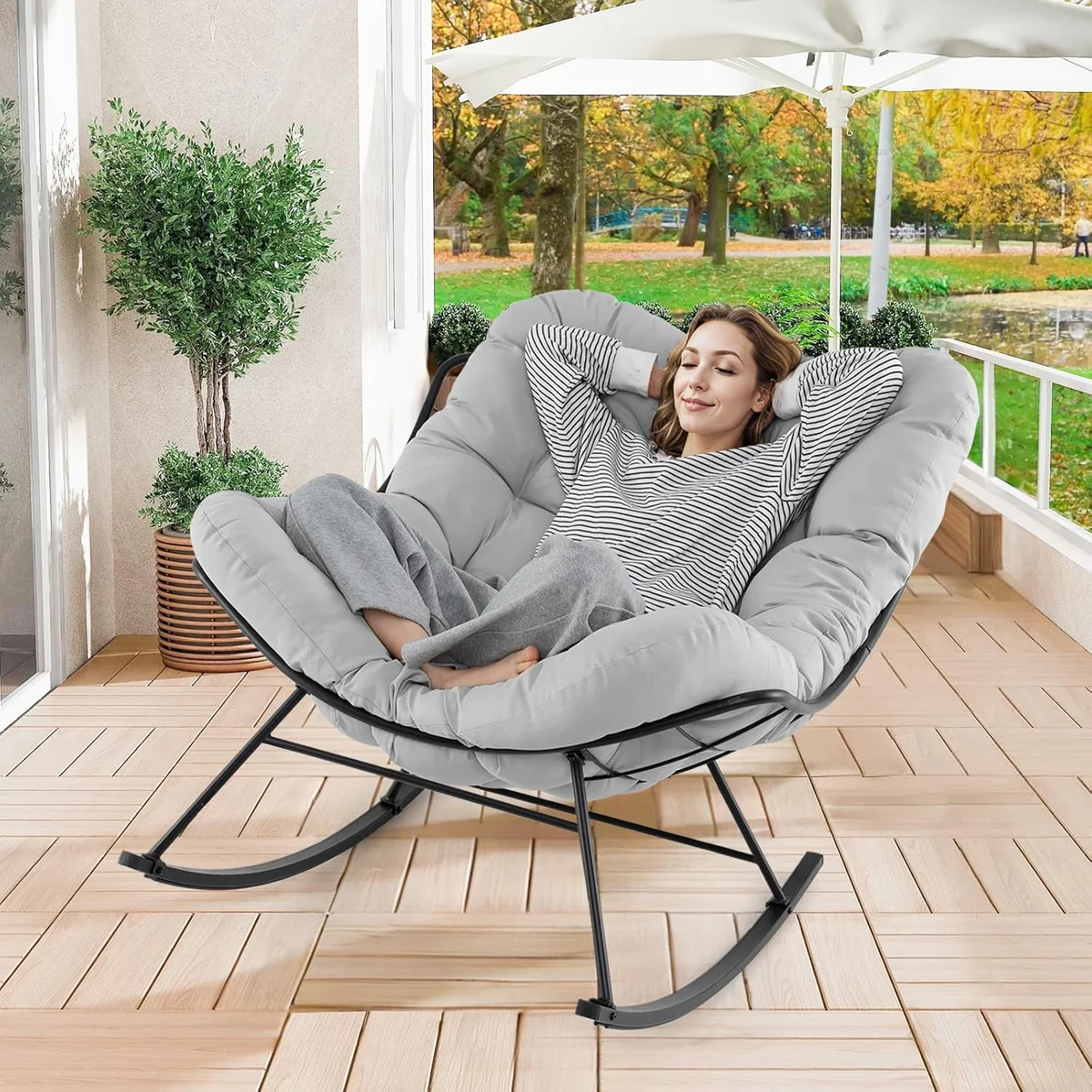 Scaun Balansoar Premium cu Pernă „Cloud Comfort” – Design Ergonomic și Confort Superior, imagine 6